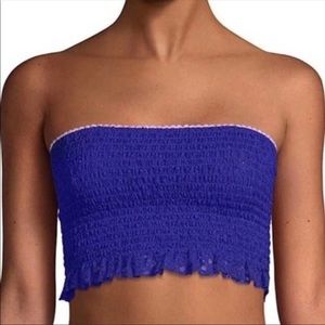 Free People ~Cobalt Blue Stretchy Lace Bandeau Bra